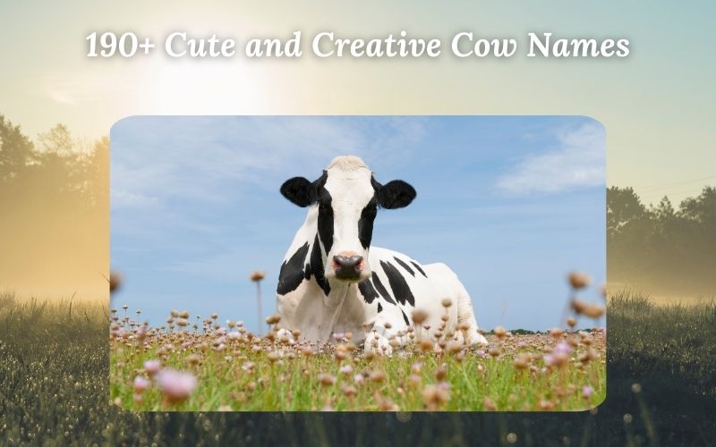 A playful calf surrounded by flowers, showcasing a list of creative cow names.